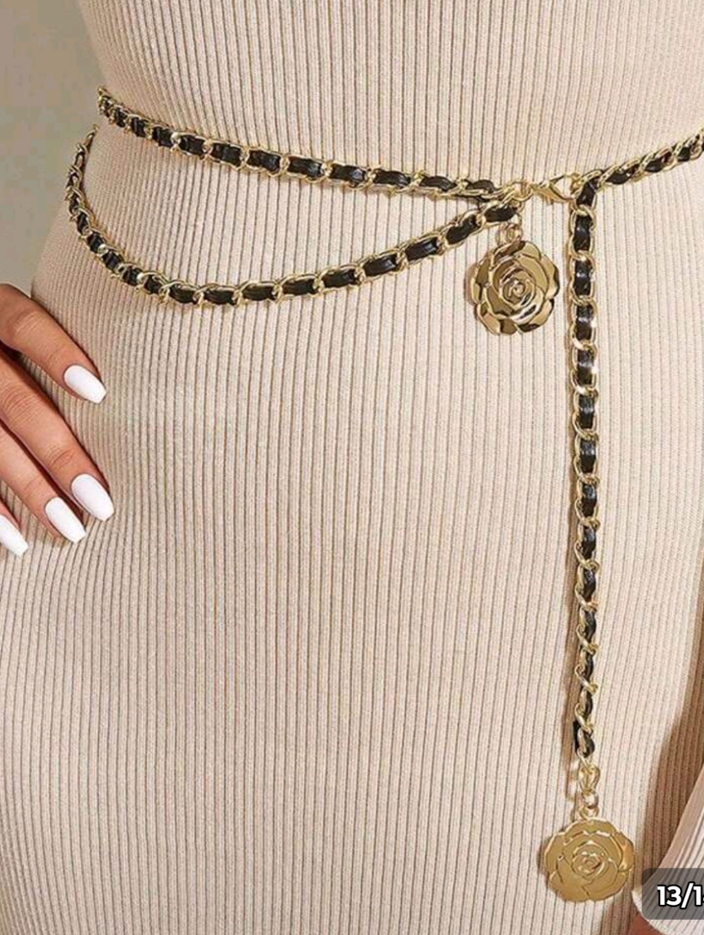 Gold And Black Metal Chain Camila Rose Charm Waist Belt